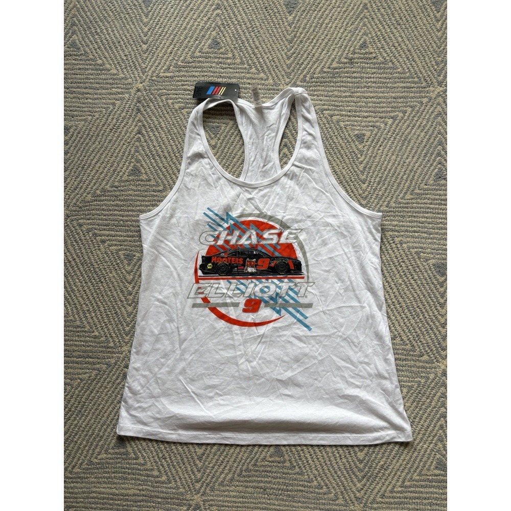 NASCAR Chase Elliott Hooters Graphic Racerback Tank Top - NWT - White - 2XL